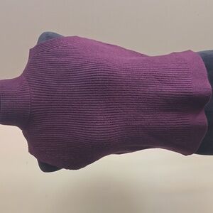 She + Sky Purple Burgundy/Wine Sleeveless Turtleneck Sweater